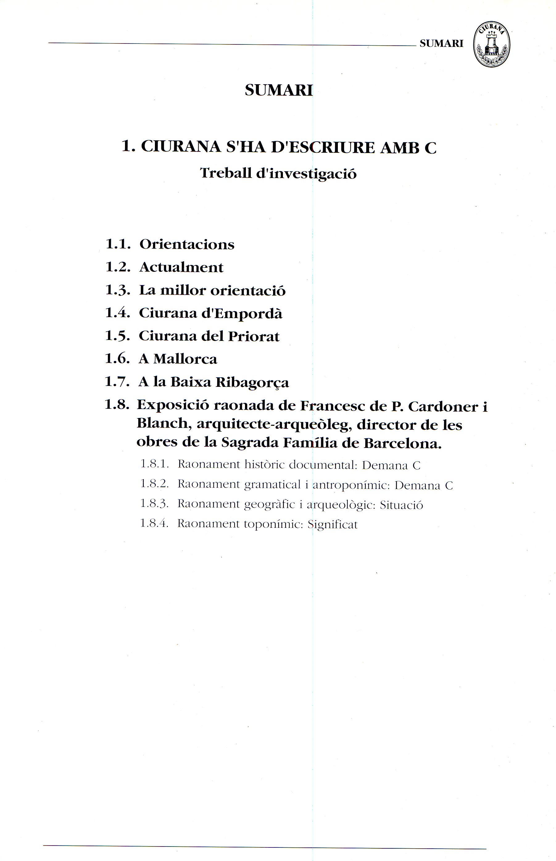 Aportació a la història Ciurana : Als 40 anys del VIIIè centenari de la Reconquesta - Miniatura 2